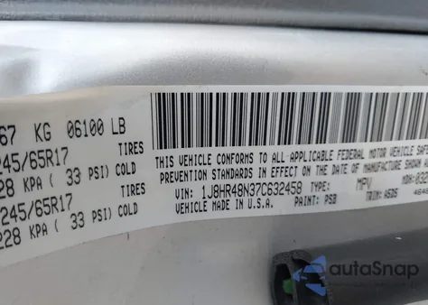 2007 Jeep Grand Cherokee Laredo from USA, damaged, VIN 1J8HR48N37C632458